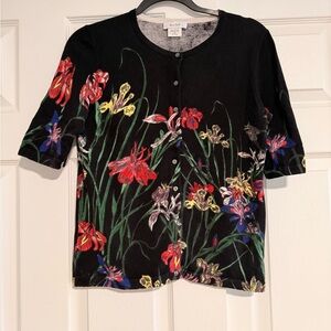 Kate Hill Black Floral Button-Front Women’s